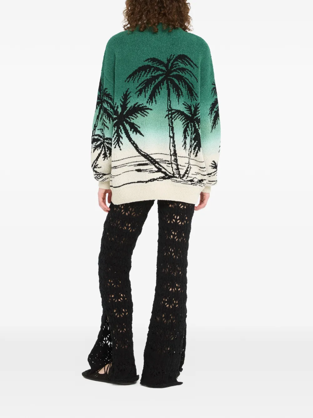 Alanui Wave Bloom Palm-tree Sweater In Multi