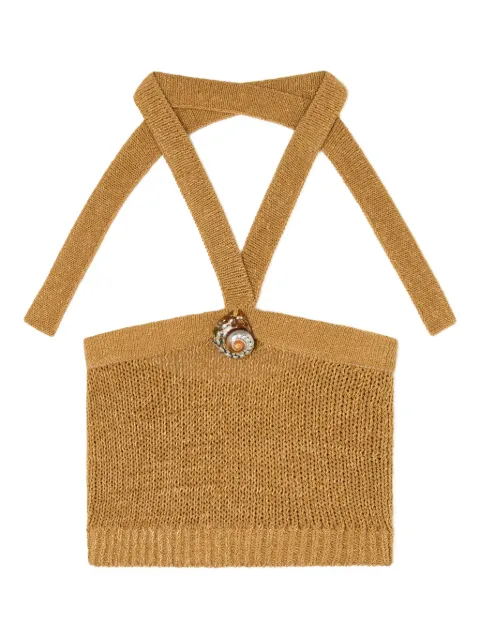 Alanui halterneck embellished tank top