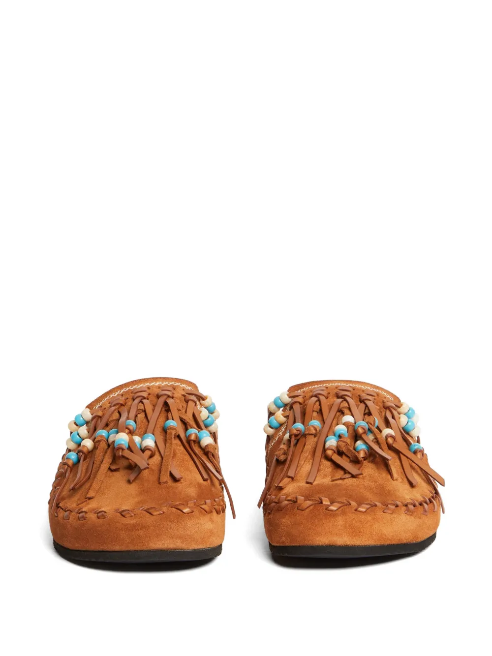 Alanui Muiltjes met ronde neus en kralen Bruin