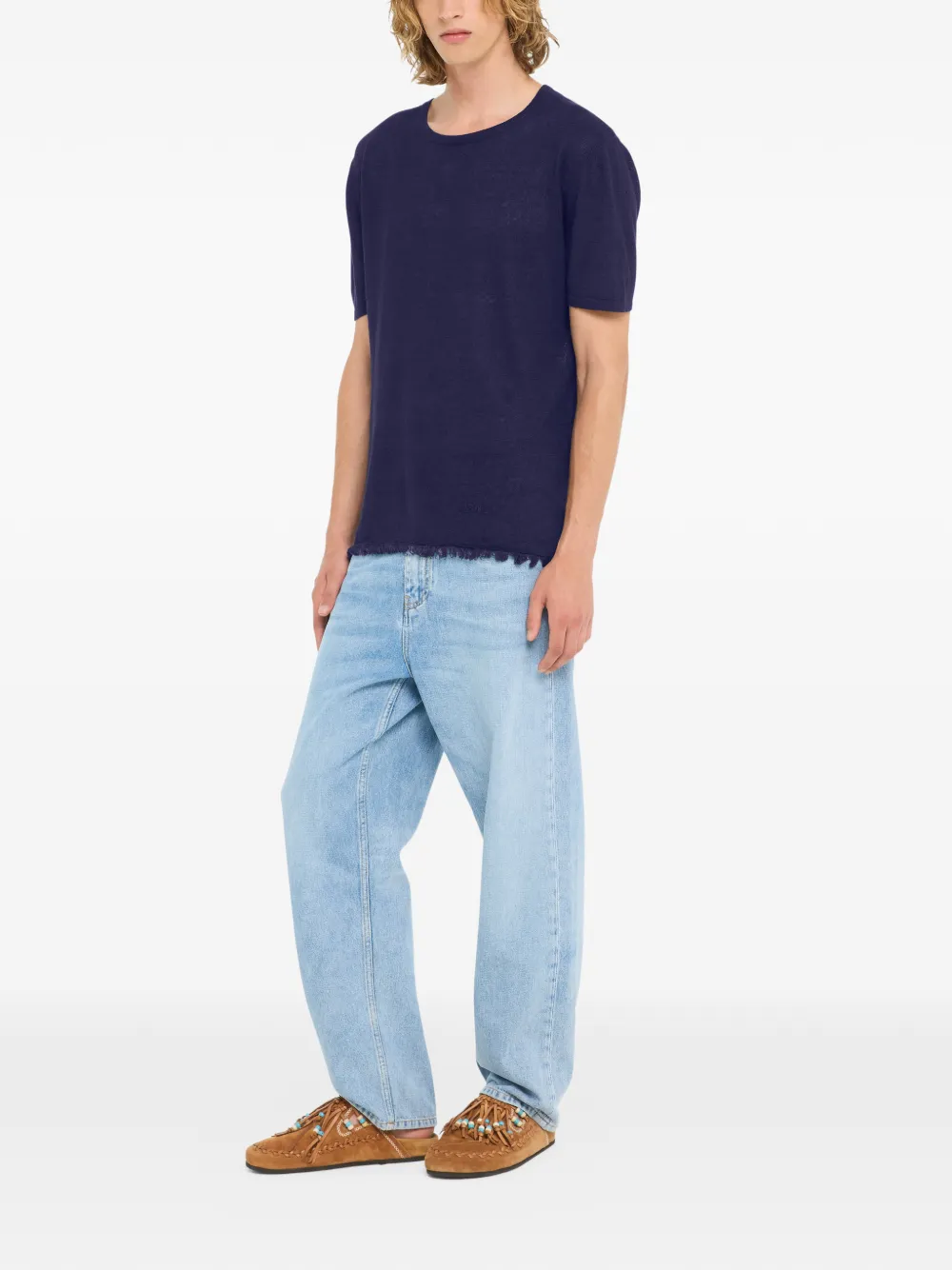 Alanui Linen T-shirt In Blue