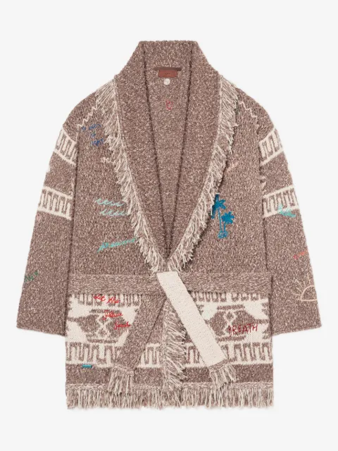 Alanui Written By The Ocean fringed patterned cardi-coat