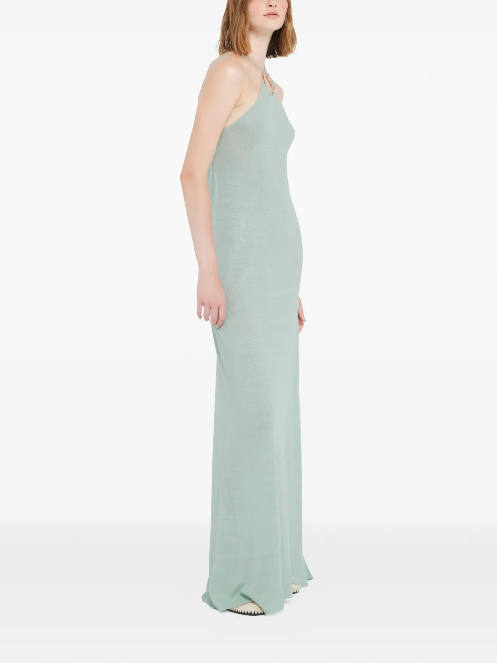  Alanui Vestido Largo Con Cuello Halter - Verde 