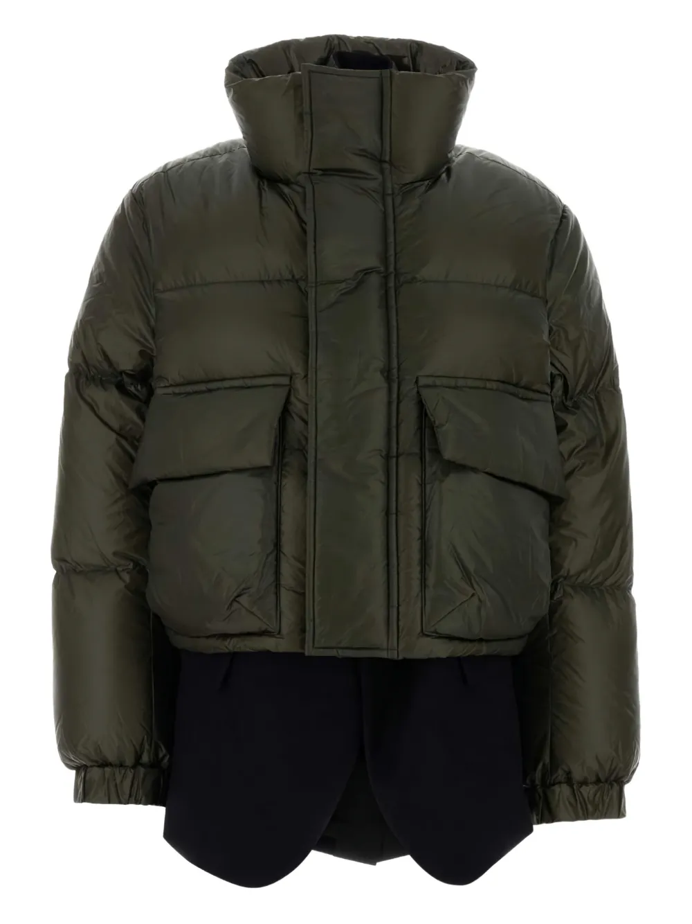 Sacai Nylon Down Jacket In Green