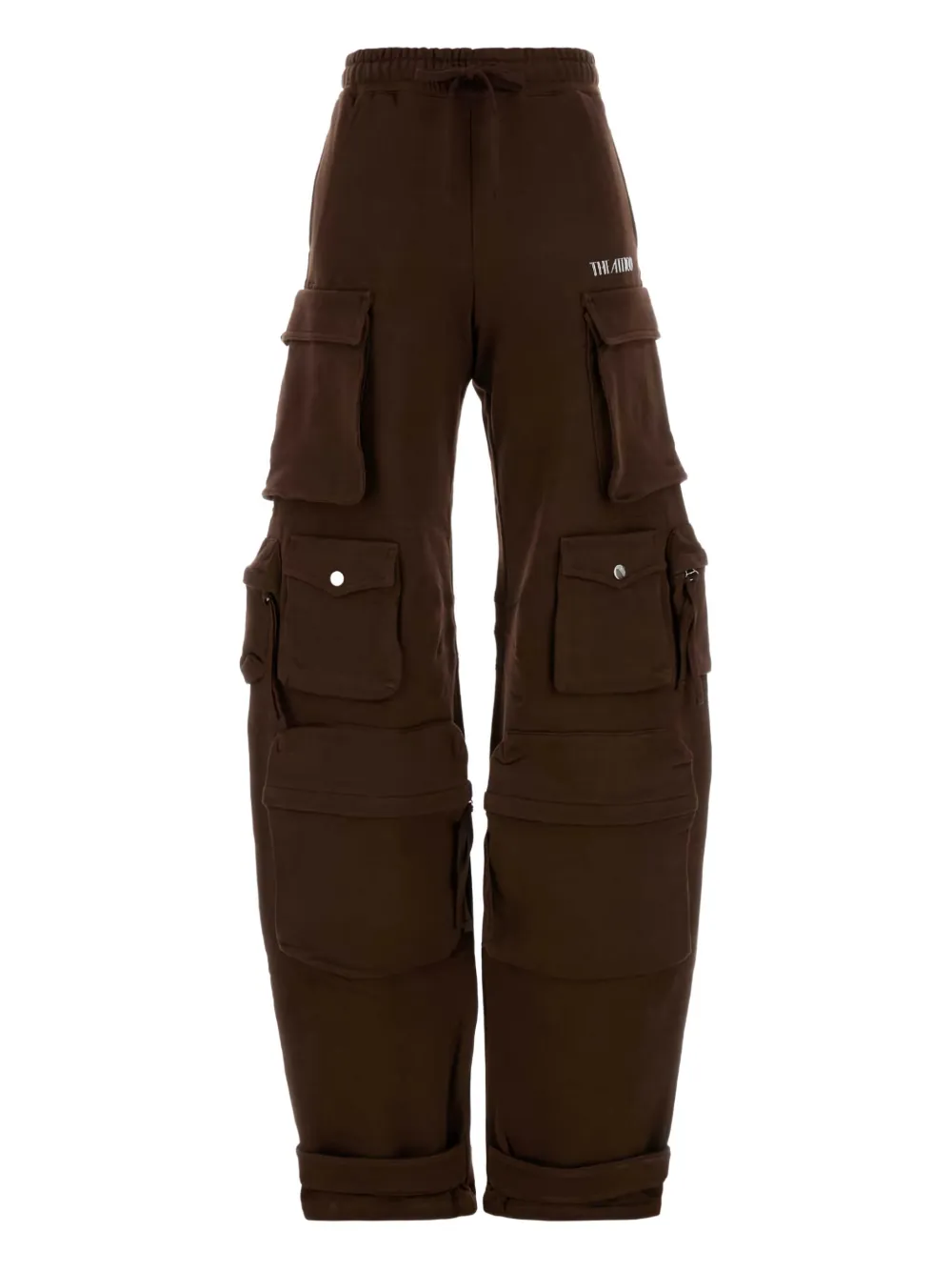 Attico Cotton Cargo Track Pants In Brown