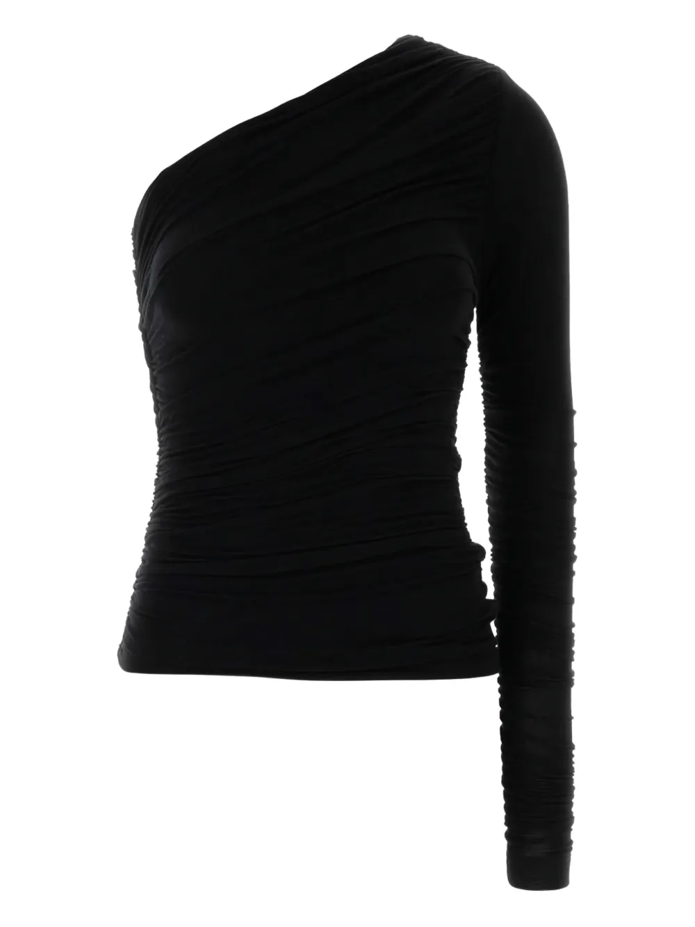 AGOLDE one-shoulder ruched top | Black | Image 1