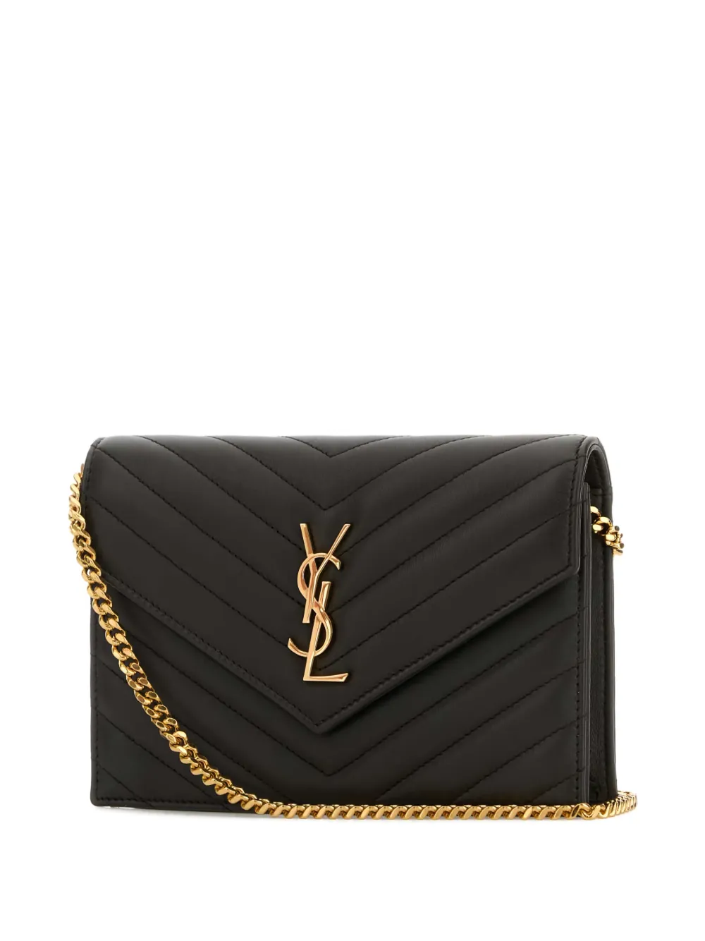 Saint Laurent Envelope Cassandre Quilted Mini Bag In Black