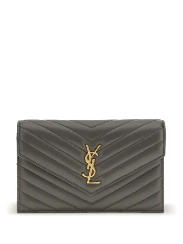 Saint Laurent Cassandre Quilted Cross Body Bag in Brown