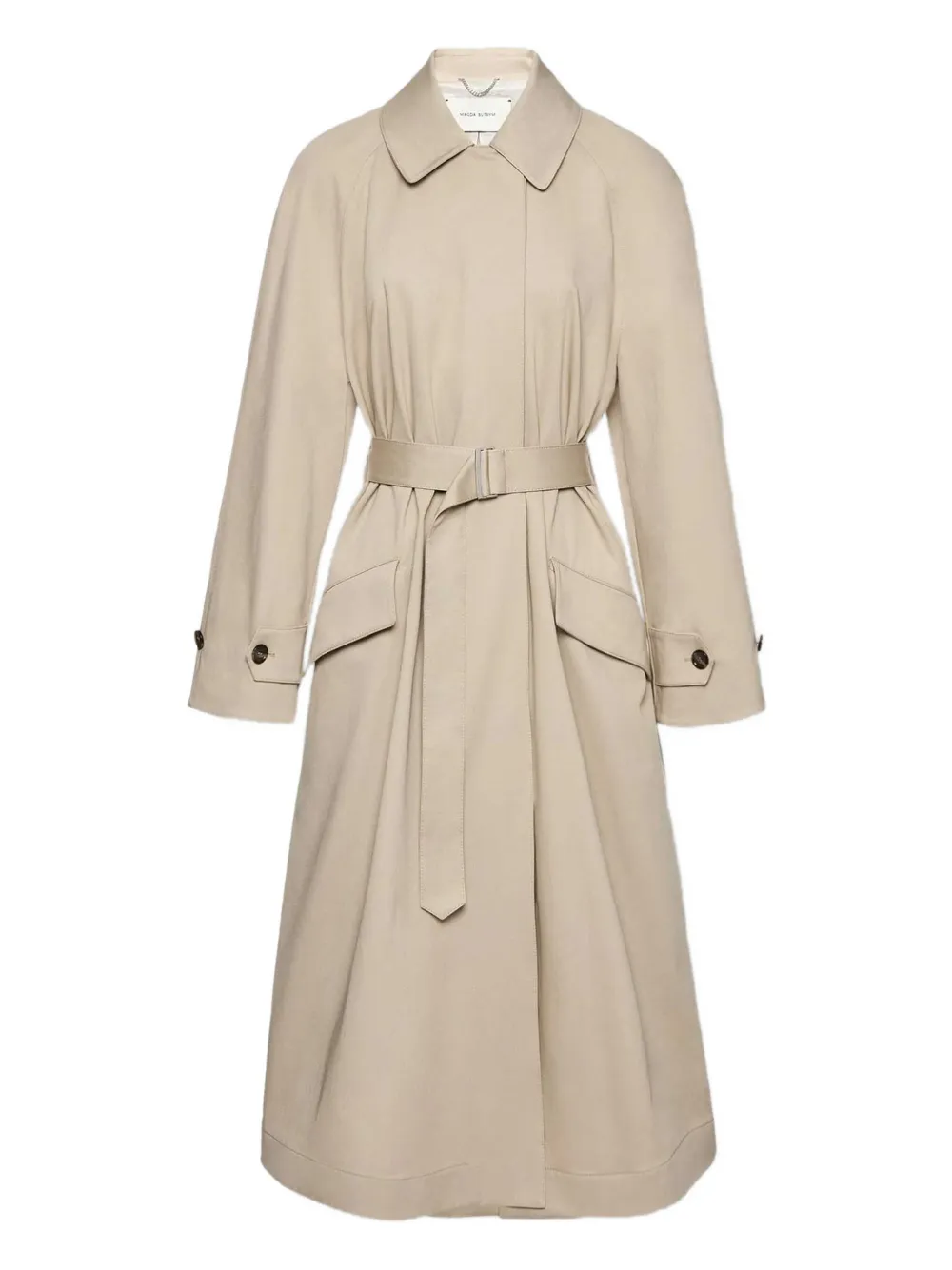 Magda Butrym Flap Pocket Belted Gabardine Coat In Gray