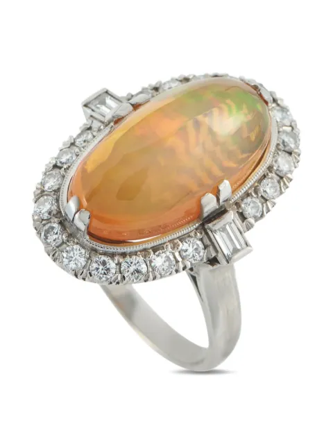 LB Exclusive platinum diamond and opal ring