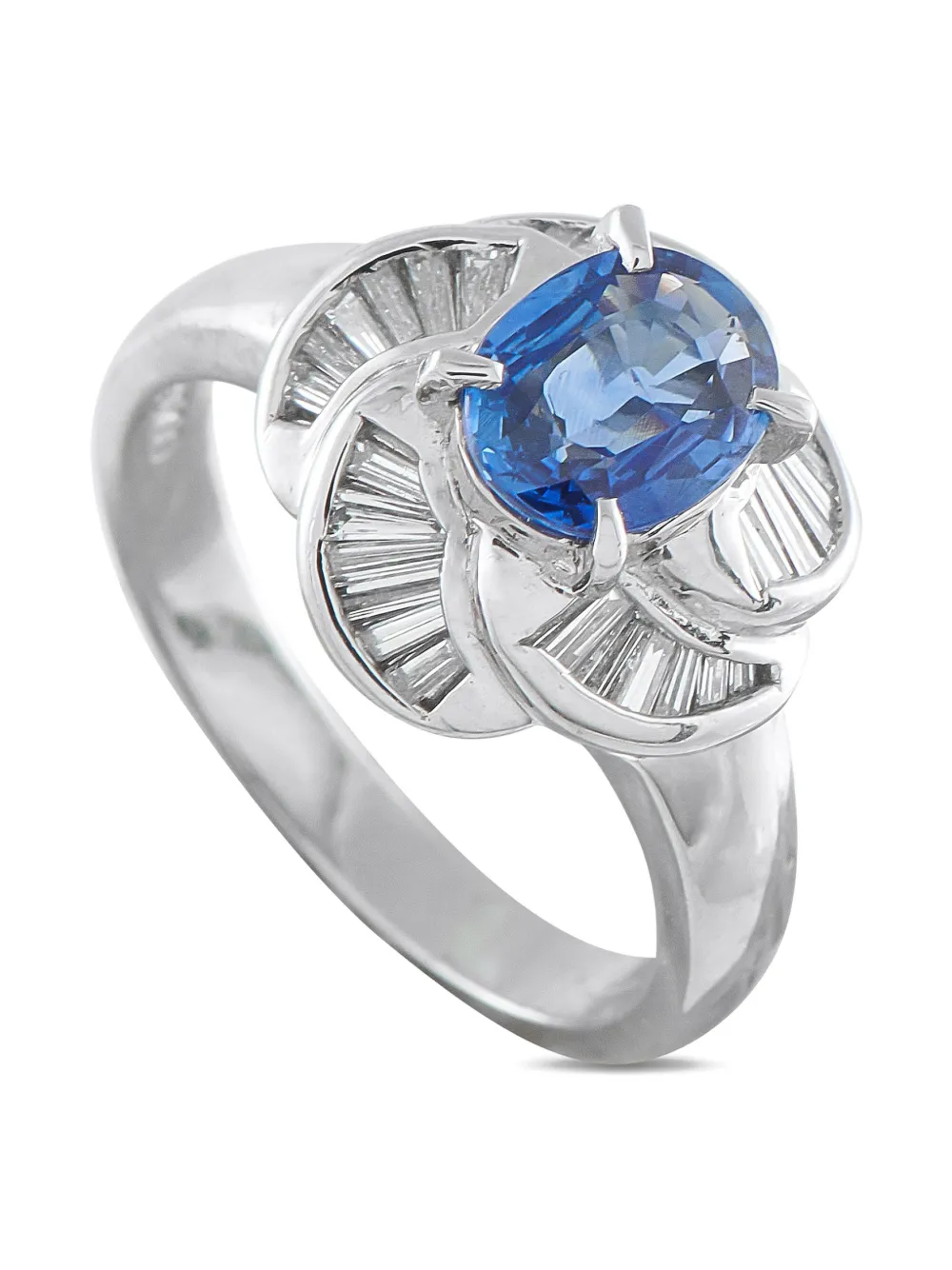 LB Exclusive platinum diamond and sapphire halo ring - シルバートーン LB Exclusive platinum diamond and sapphire halo ring - シルバートーン