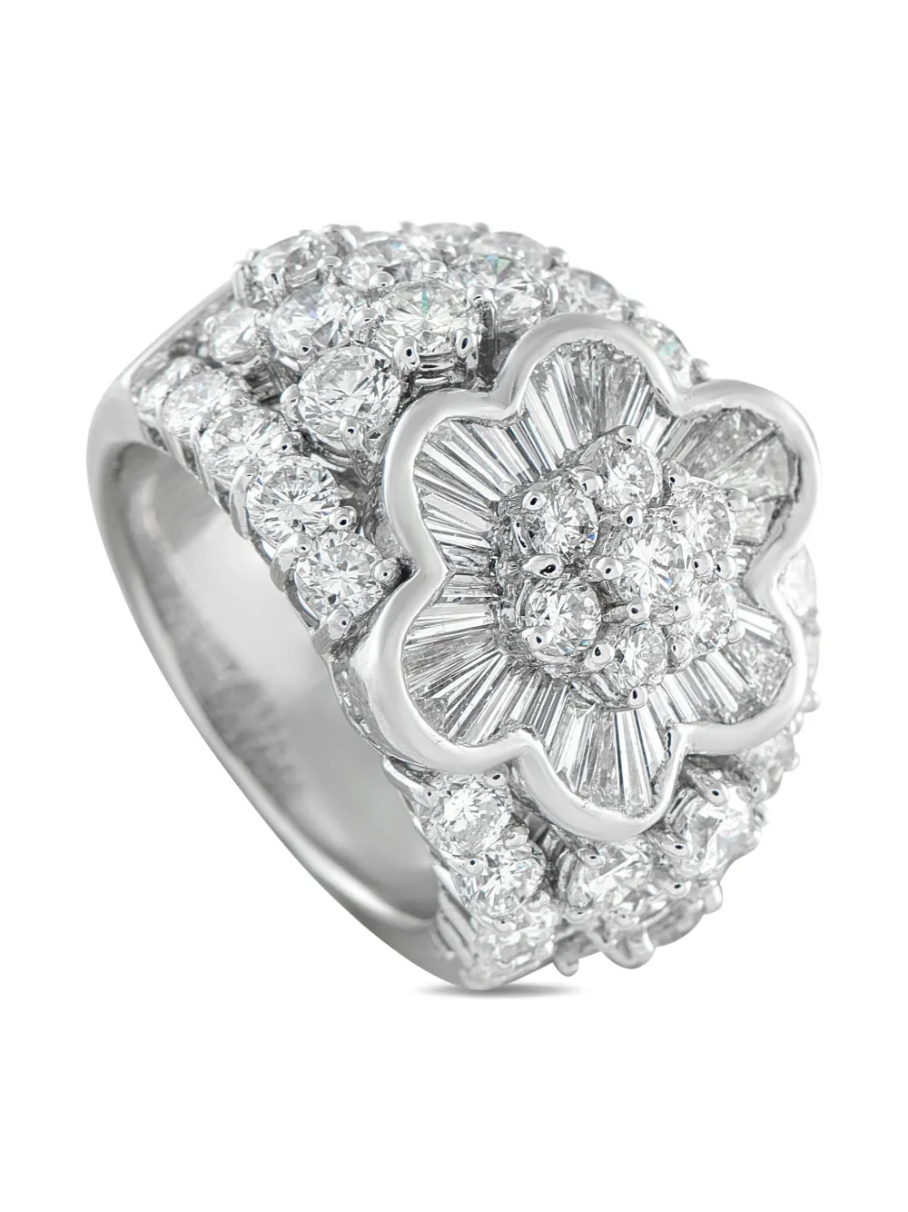 LB Exclusive 18K white gold diamond floral ring - シルバートーン LB Exclusive 18K white gold diamond floral ring - シルバートーン