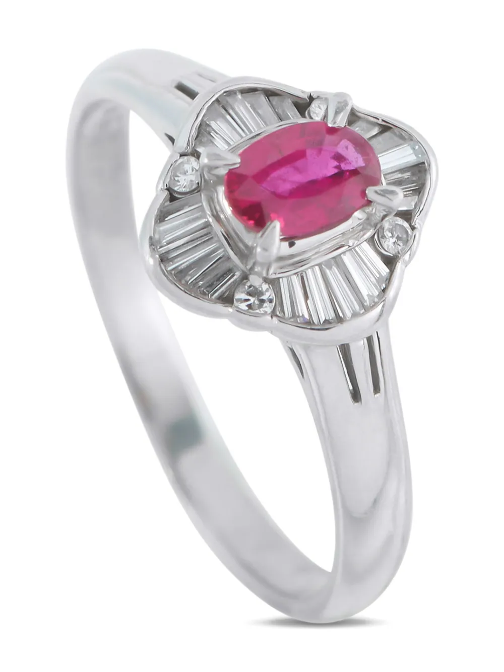 LB Exclusive platinum diamond and ruby ring | Silver | Image 1
