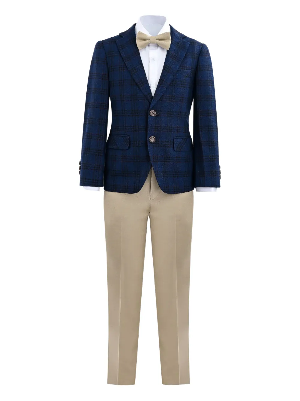 Moustache plaid-pattern suit set (set of three) | Blue | Image 1