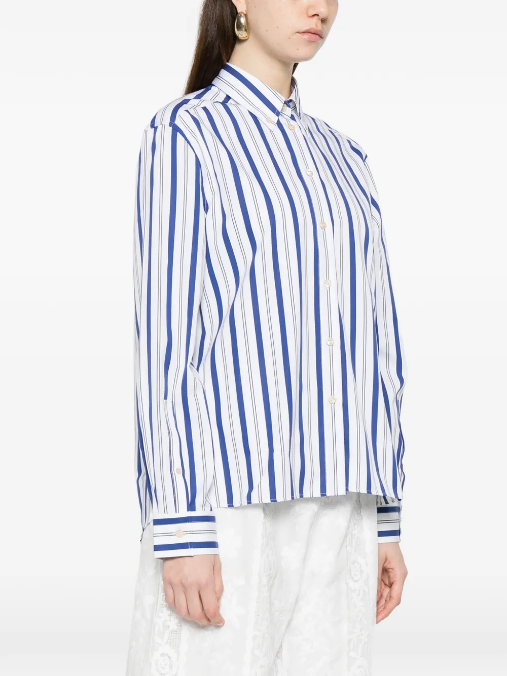Striped Button-Fastening Shirt
