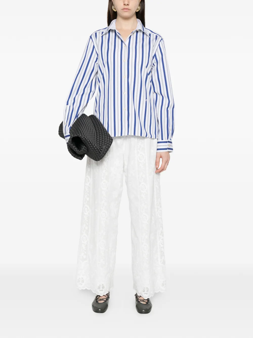 Wales Bonner striped button-fastening shirt - Wit