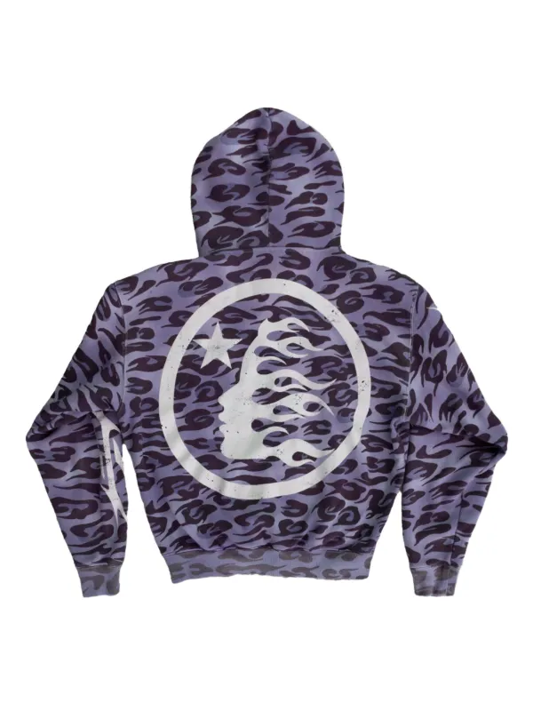 HELLSTAR zip-up Cheetah Hoodie | Purple | FARFETCH AZ