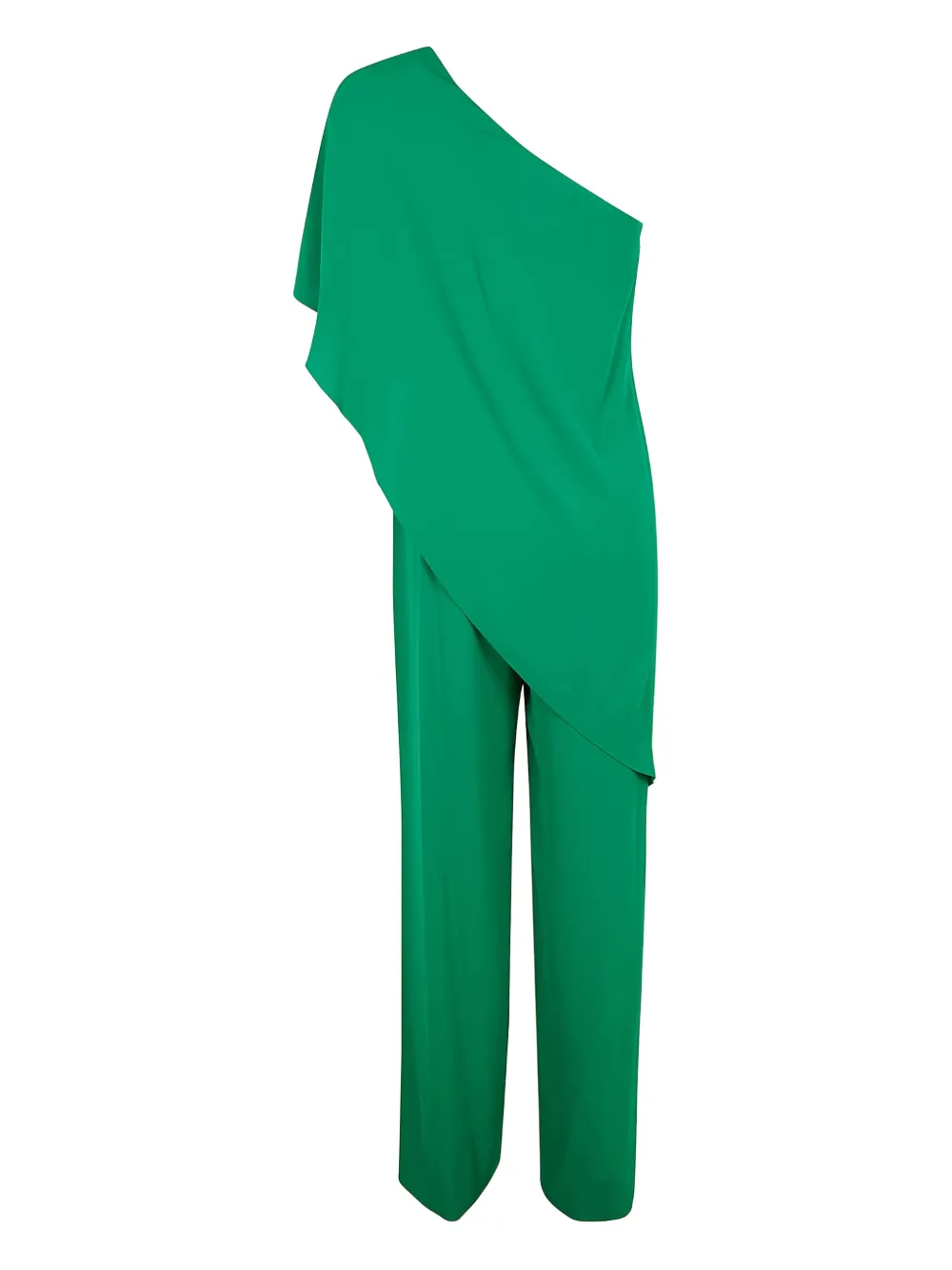 Lauren Ralph Lauren Georgette cape one-shoulder jumpsuit - Groen