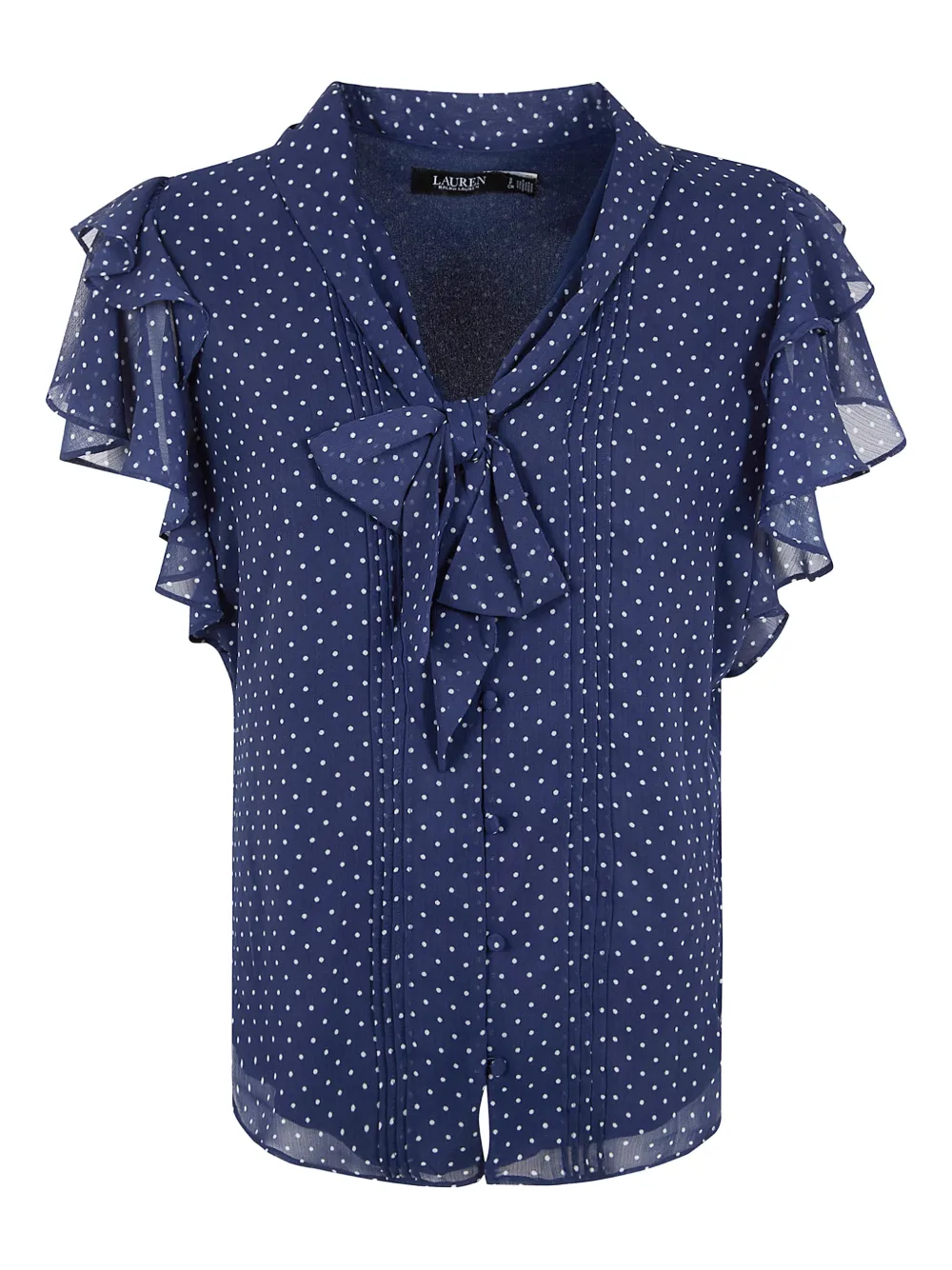 Lauren Ralph Lauren Georgette polka dot ruffled blouse - Blu
