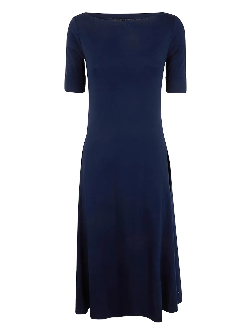 Ralph Lauren Boat-neck Midi Dress In Blue