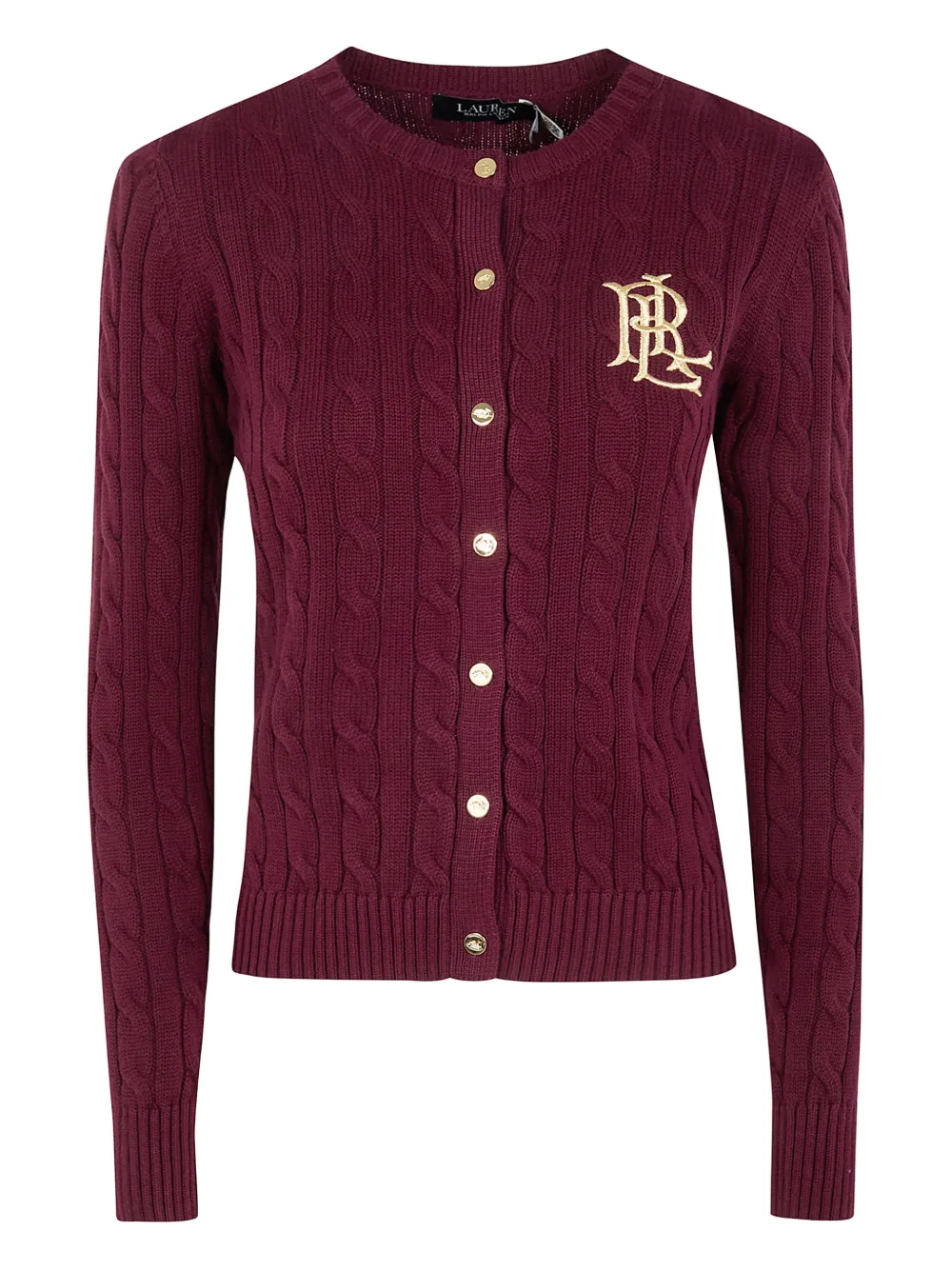 Ralph Lauren Cable-knit Button Cardigan In Purple