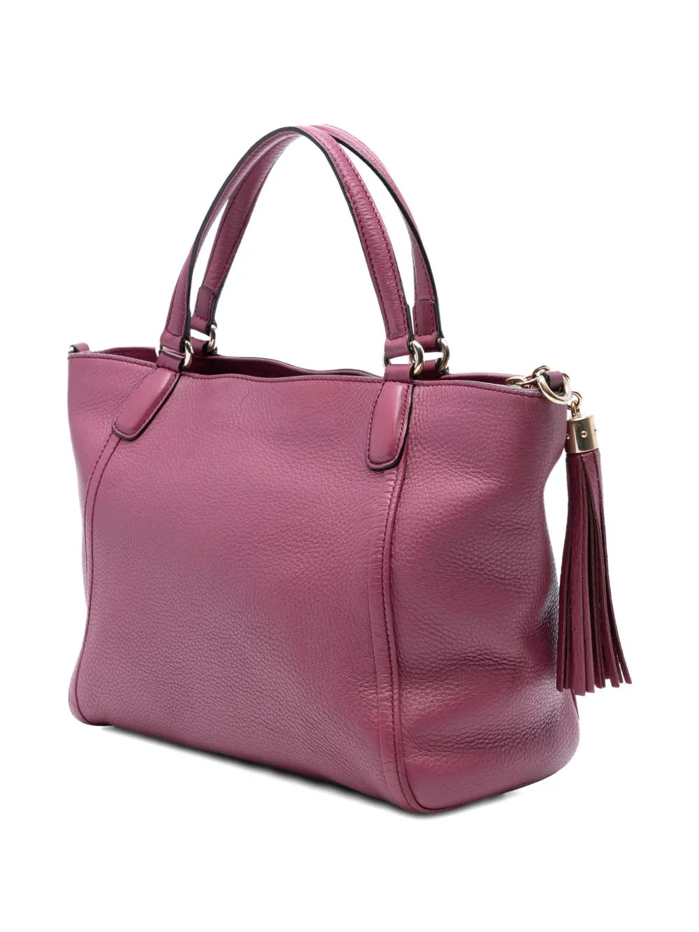 GUCCI Pre-owned 2016-2025 Small Pebbled Leather Soho Cellarius Satchel In Purple