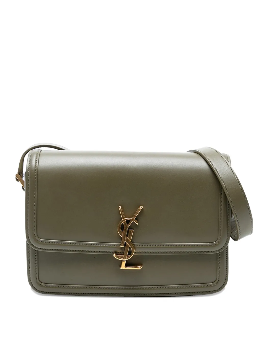 Pre-owned Saint Laurent 2021 Medium Leather Solferino Satchel In Box Crossbody Bag In Green