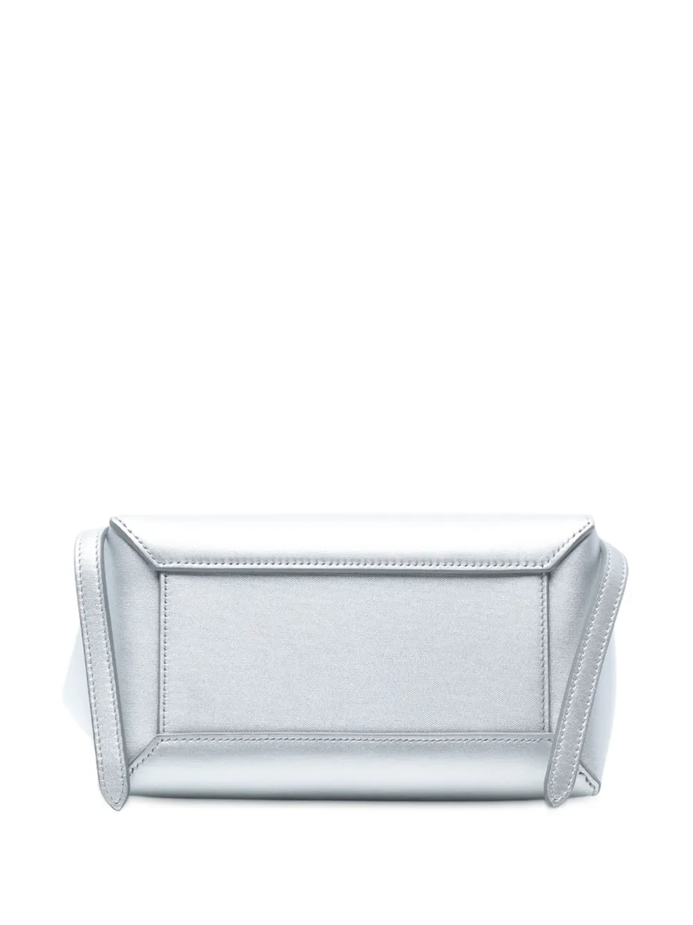 Pre-owned Celine 2018 Nano Laminated Calfskin Belt Bag Satchel In Silver