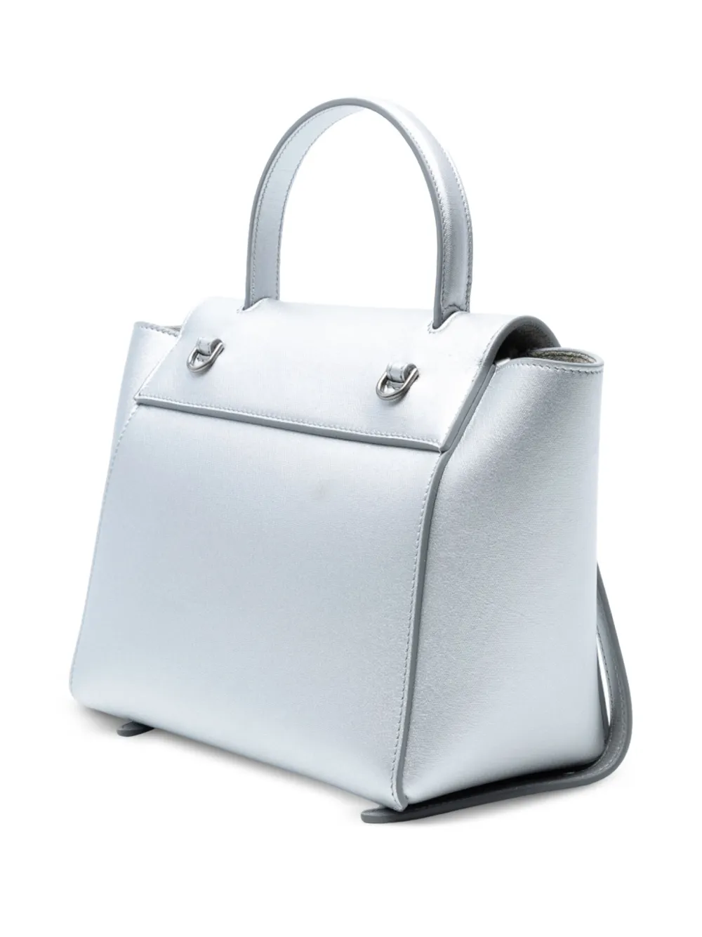 Pre-owned Celine 2018 Nano Laminated Calfskin Belt Bag Satchel In Silver