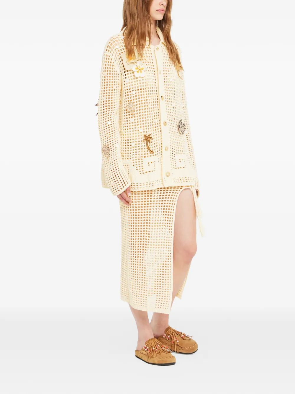  Alanui Open-work Embellished Shirt - Neutrals 