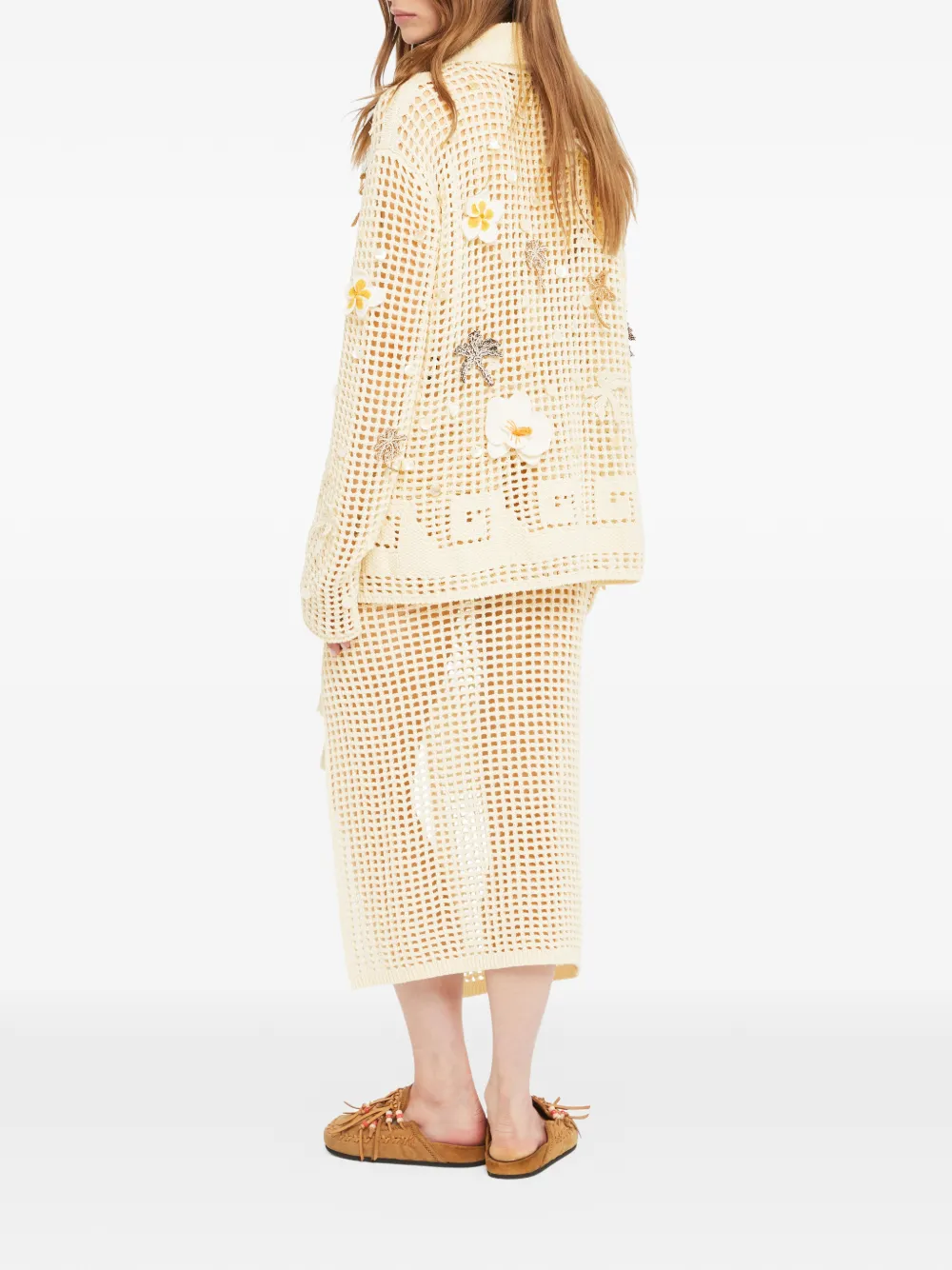 Alanui Opengebreide verfraaide blouse Beige