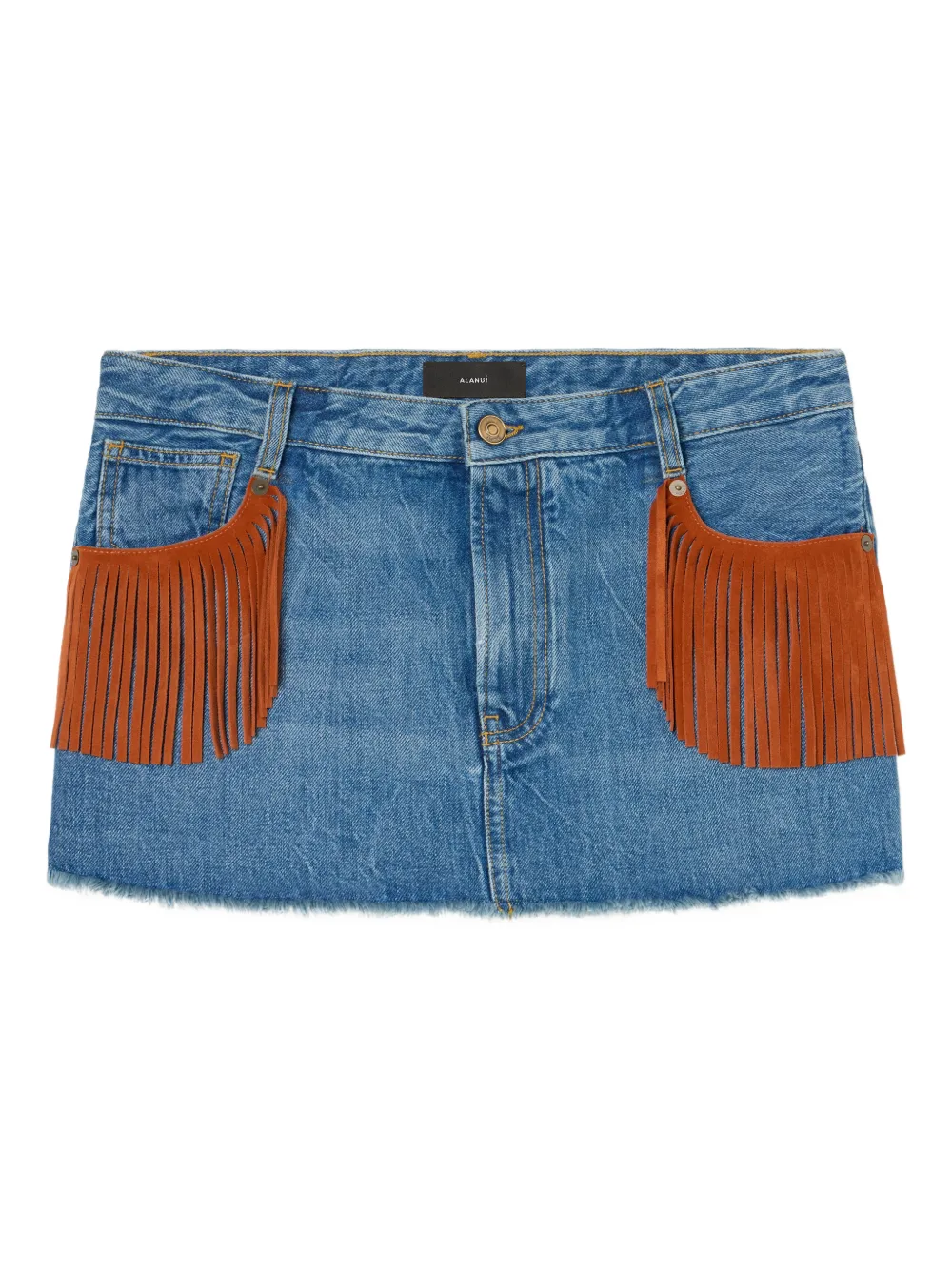 Alanui Minigonna denim con frange - Blu