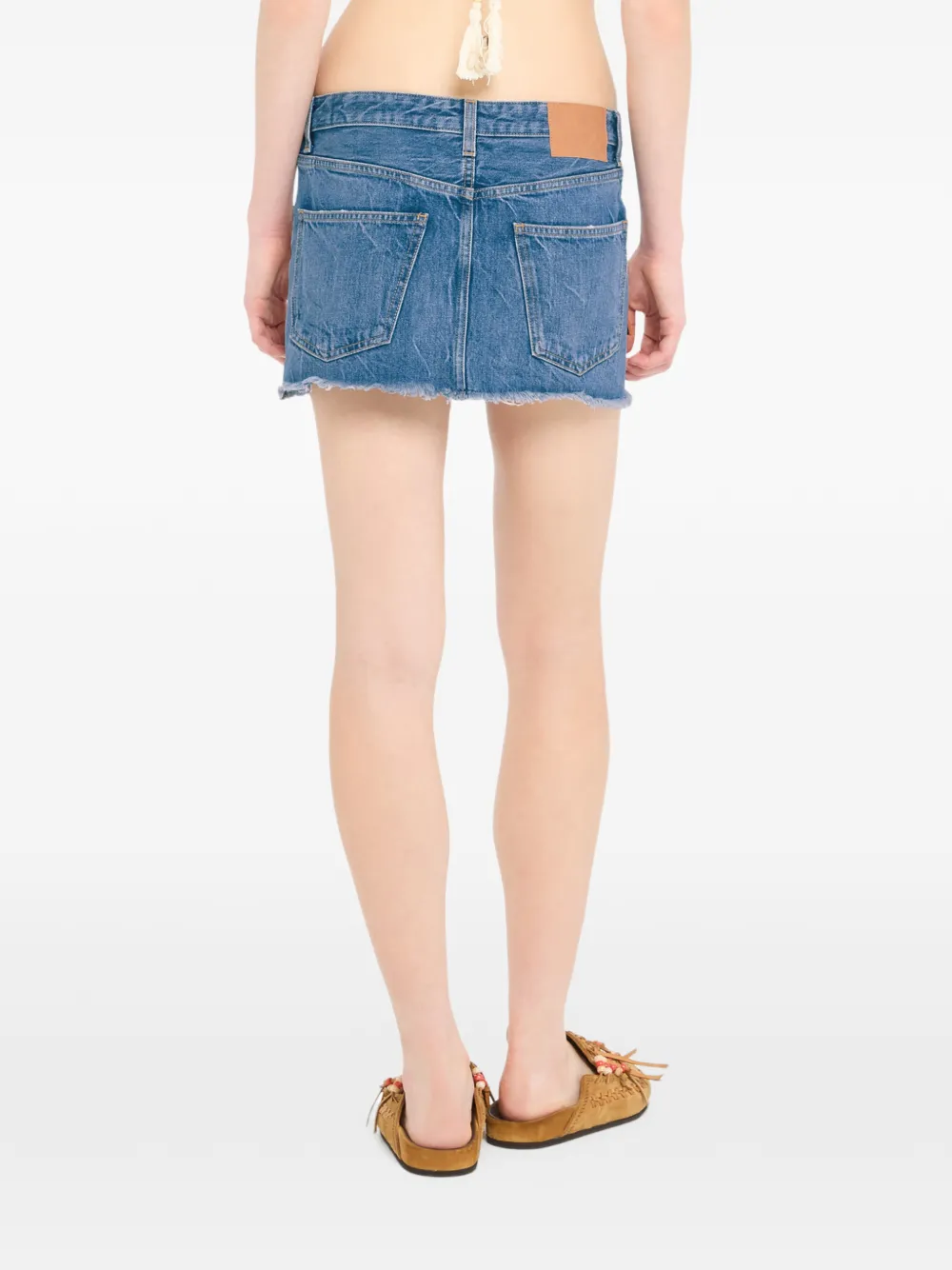 Alanui Denim mini-rok met franje Blauw