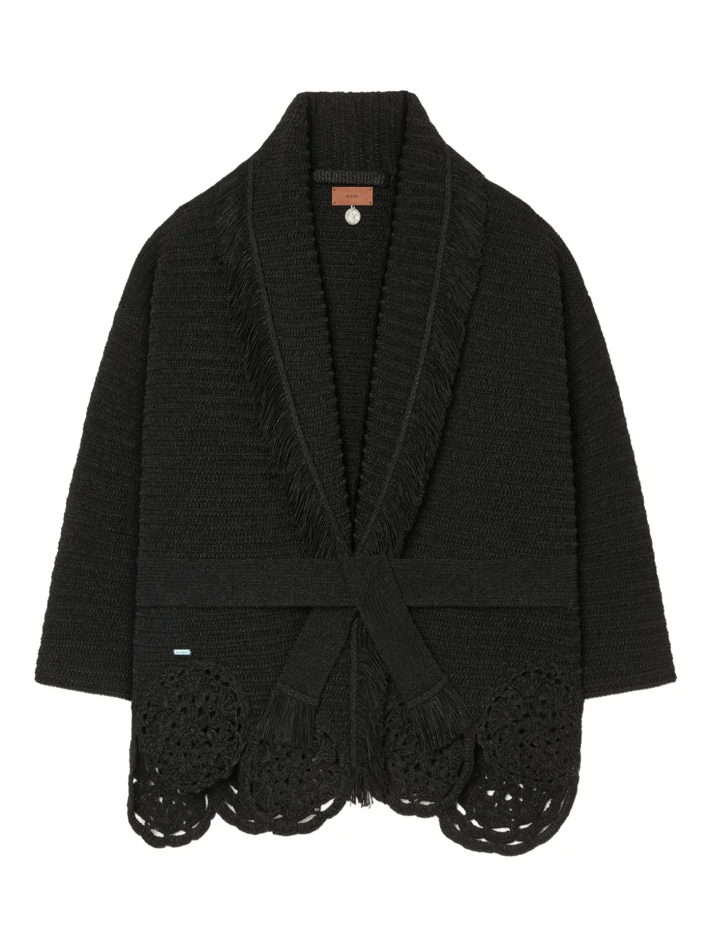 Alanui Cardigan Island Memories con frange - Nero