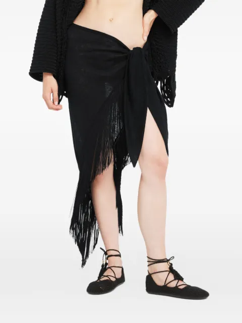 Alanui fringed self-tie pareo skirt 