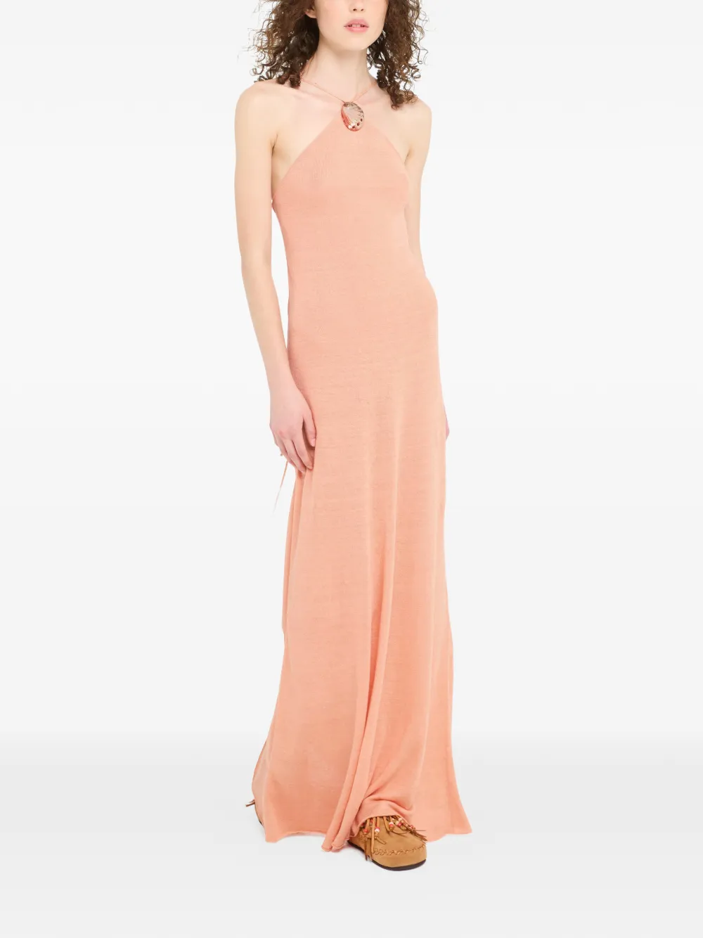  Alanui Halterneck Maxi Dress - Neutrals 