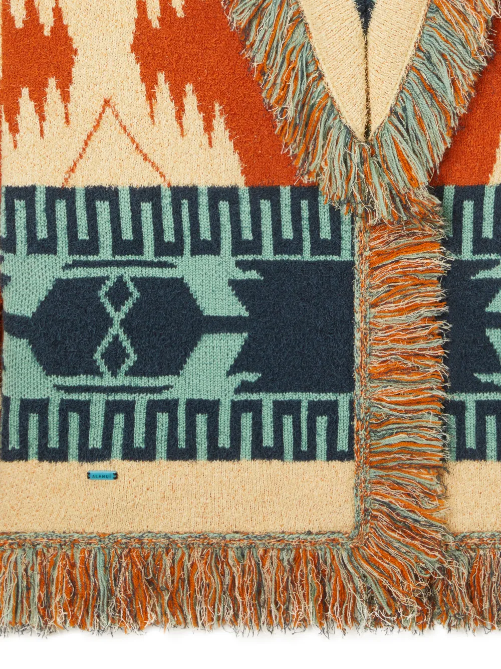 Alanui Golden Dusk vestjas met geometrisch patroon en franje Oranje