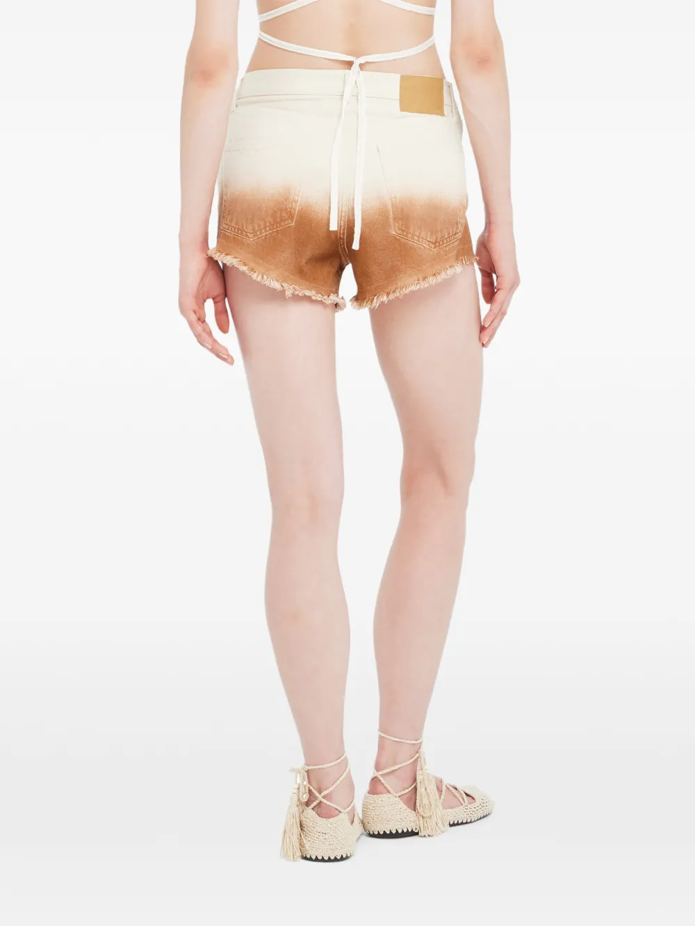 Alanui Shades of Eden denim shorts - Beige