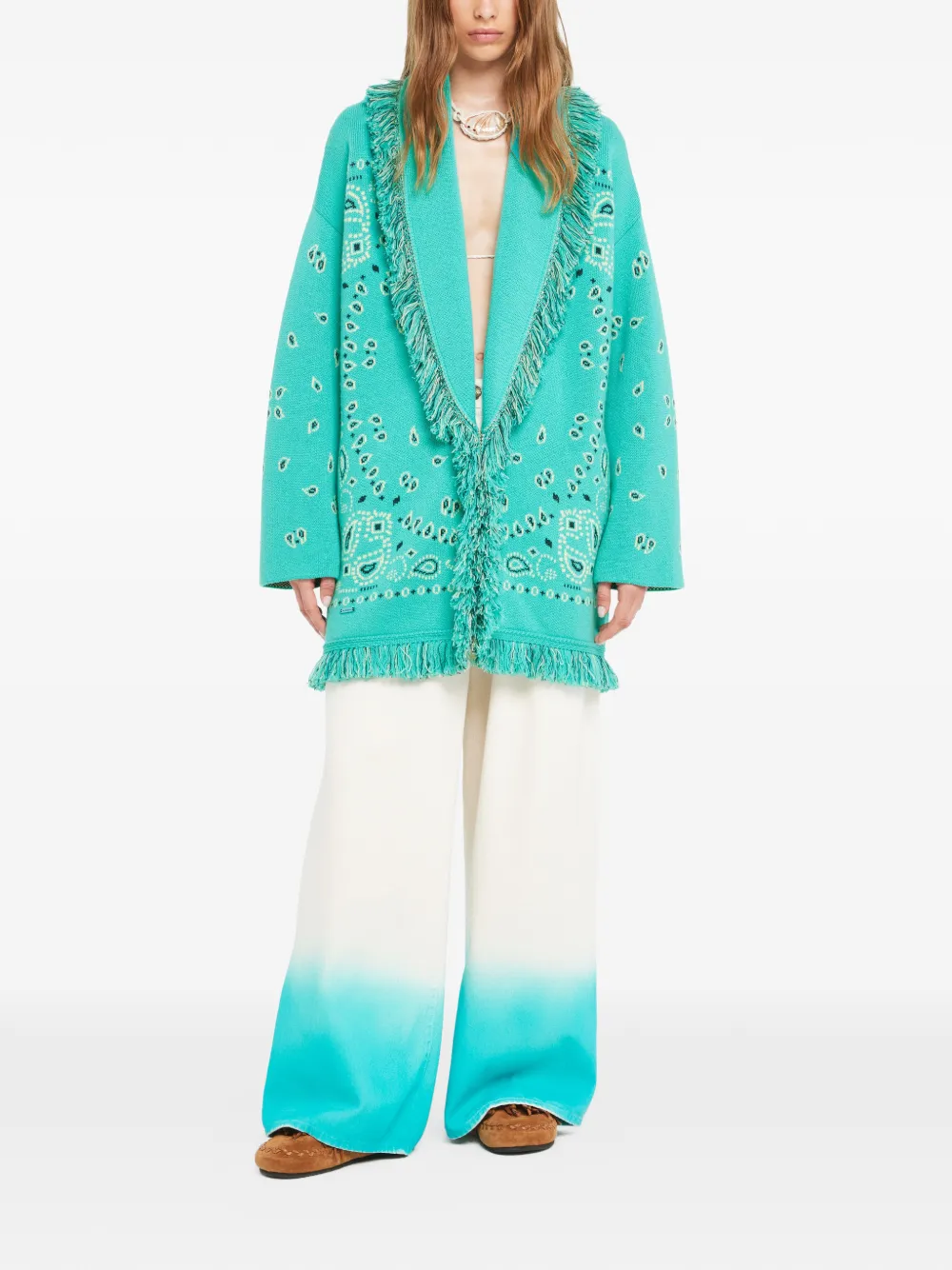 Alanui Vestjas met bandana-jacquard en franje - Blauw