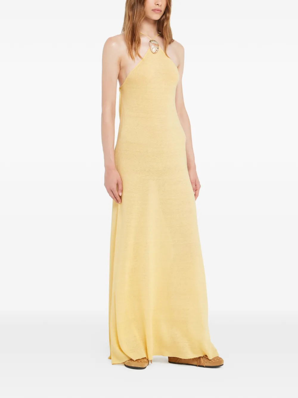  Alanui Halterneck Sleeveless Maxi Dress - Yellow 