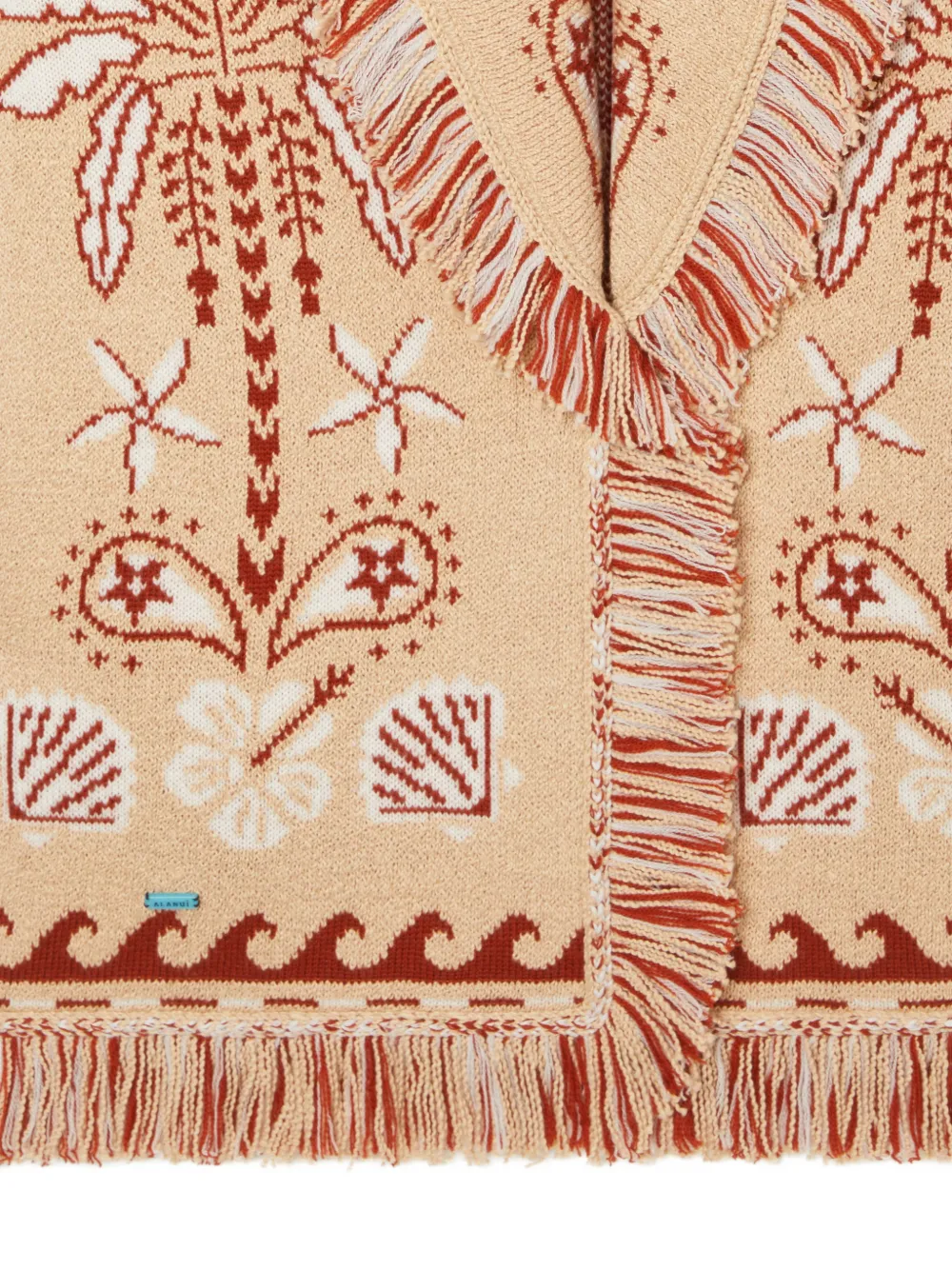 Alanui Echoes Of The Island Fringed Cardi-coat In Brown