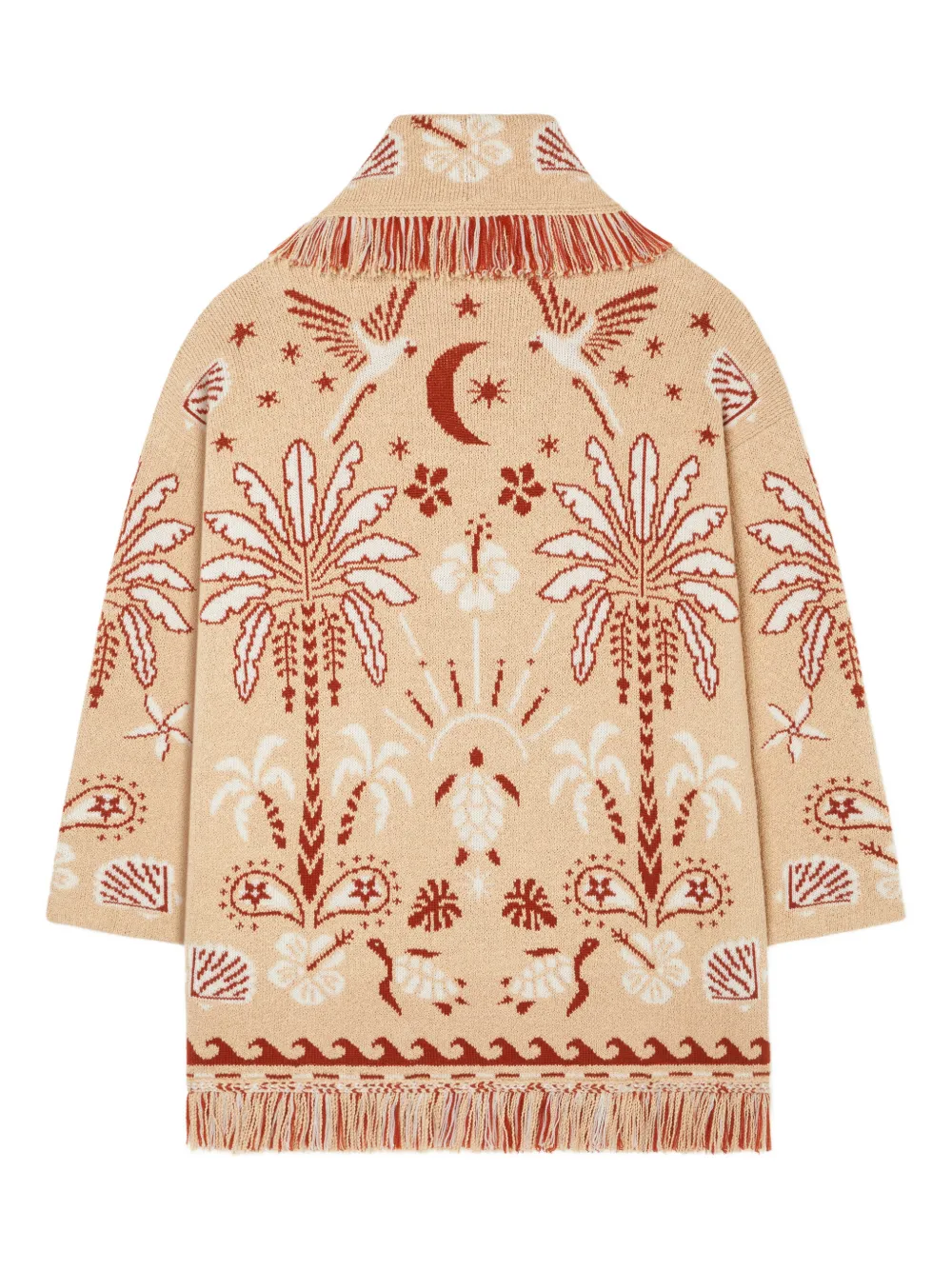 Alanui Echoes Of The Island Fringed Cardi-coat In Brown