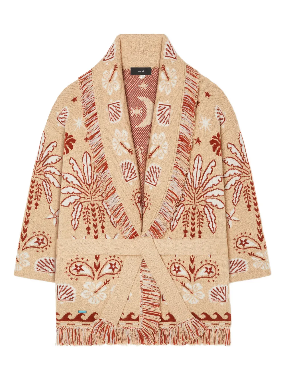 Alanui Echoes Of The Island Fringed Cardi-coat In Brown
