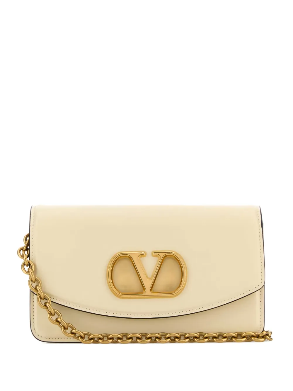 Valentino Garavani V-logo Leather Cross Body Bag In Neutral