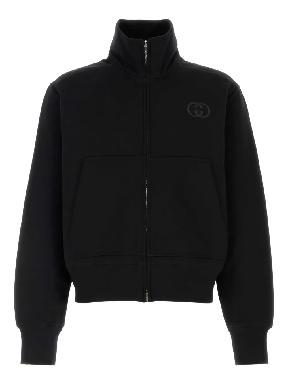Gucci Interlocking G zip-up cotton sweatshirt | Black | Image 1