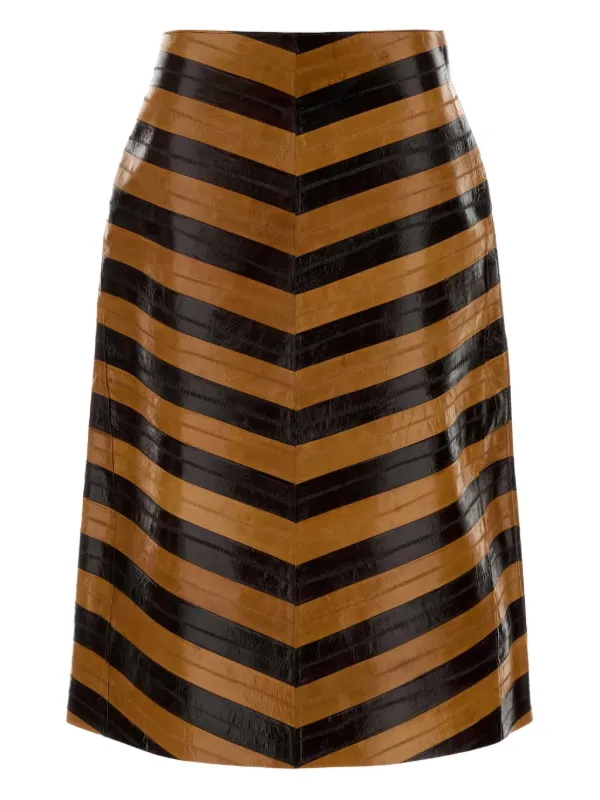 Fendi Two-tone Leather Skirt in Brown