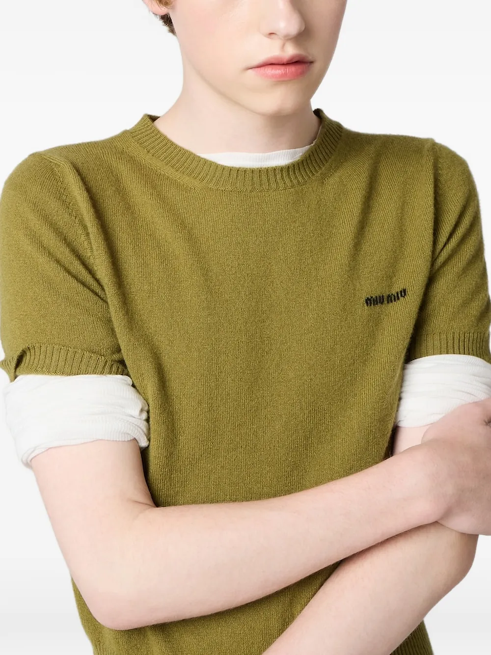 Miu Kasjmier top met logodetail Groen