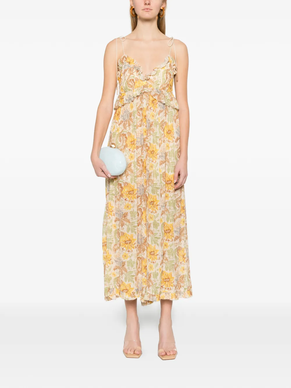 ZIMMERMANN ruffled floral jumpsuit - Beige
