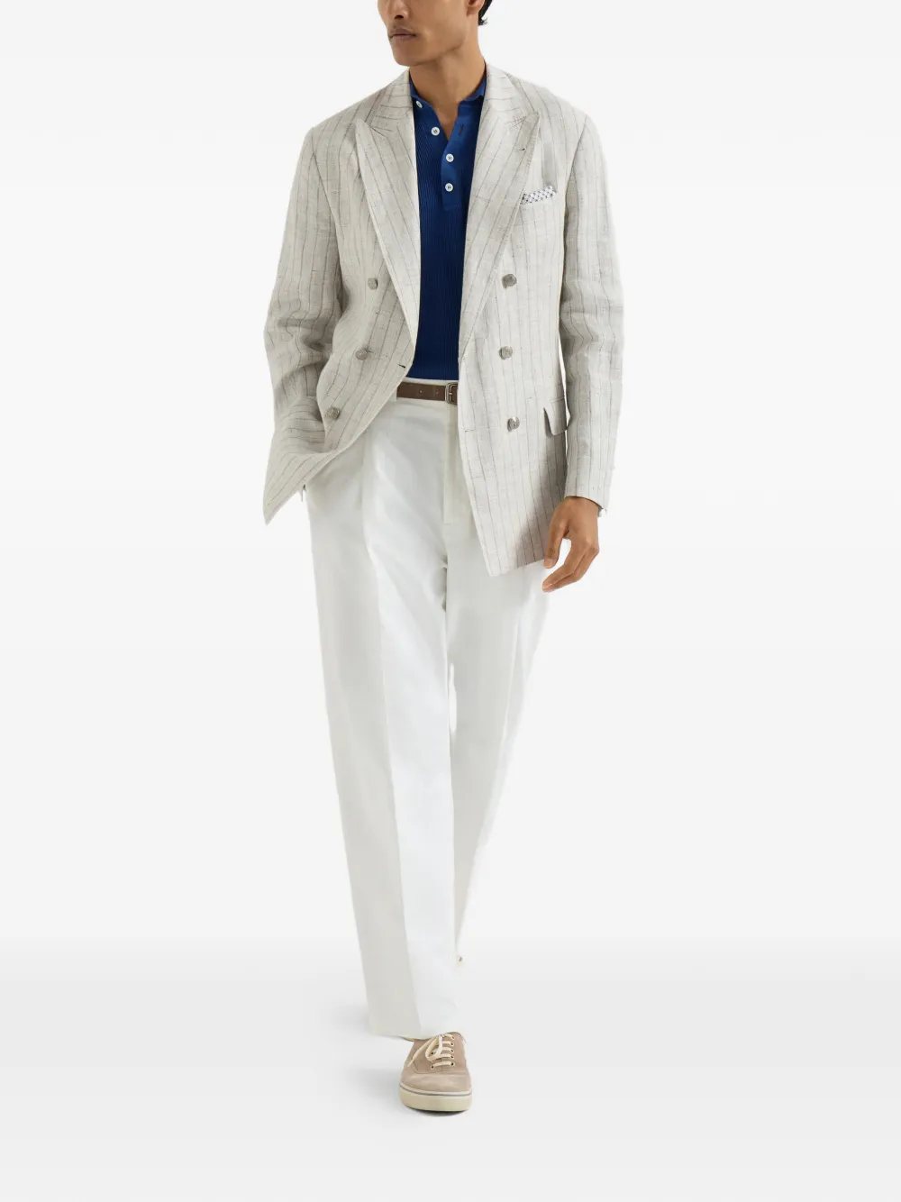 Brunello Cucinelli Poloshirt met korte mouwen en knoopsluiting - Blauw