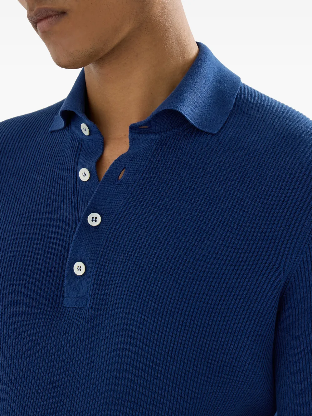 Brunello Cucinelli Poloshirt met korte mouwen en knoopsluiting Blauw