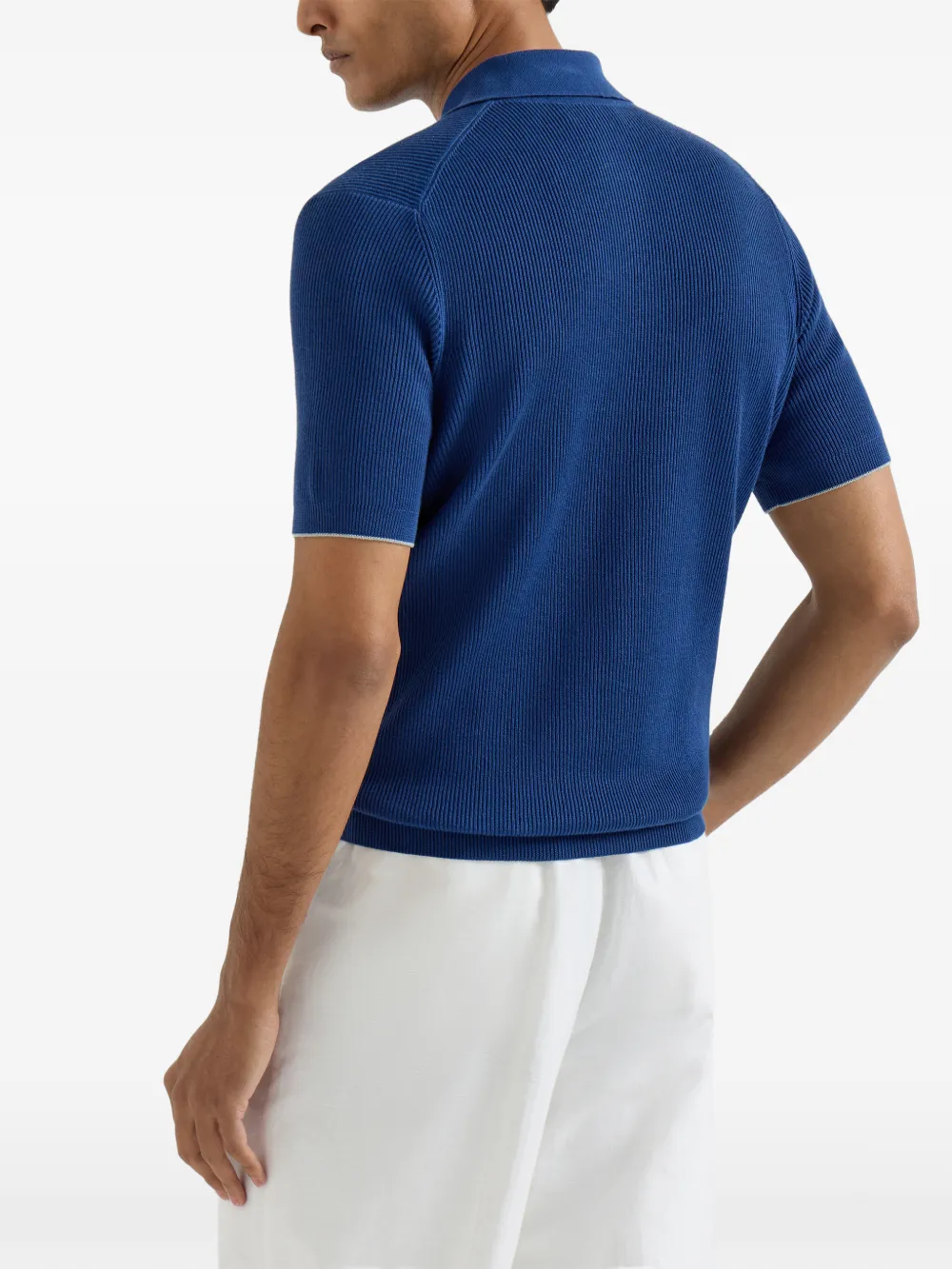 Brunello Cucinelli Poloshirt met korte mouwen en knoopsluiting Blauw